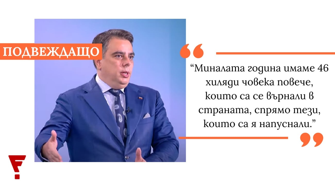 Асен Василев подвеждащо цитира статистика за имиграцията към България •