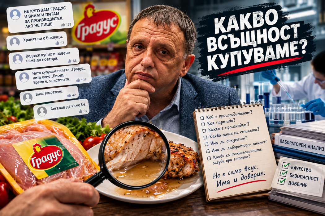 Буря около „Градус“: Иван Ангелов и въпросите за пилешкото – какво купуват българските потребители и защо настояват за проверки?